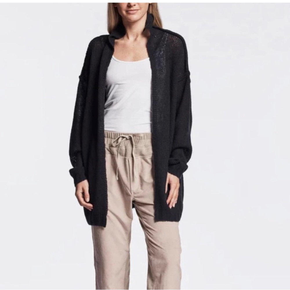 James Perse NWT Loose Stitch Wool and Cashmere Cardigan Sweater  Black Size 0 XS